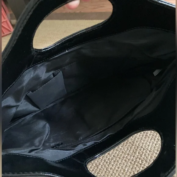 Black Faux Patent Leather Clutch Handbag - Picture 5 of 5